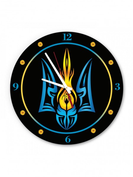Годинник Герб України, чорний 