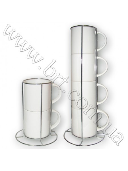 Набор кружек на металлической подставке - две чашки