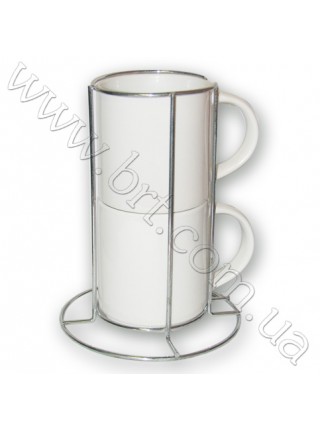 Набор кружек на металлической подставке - две чашки