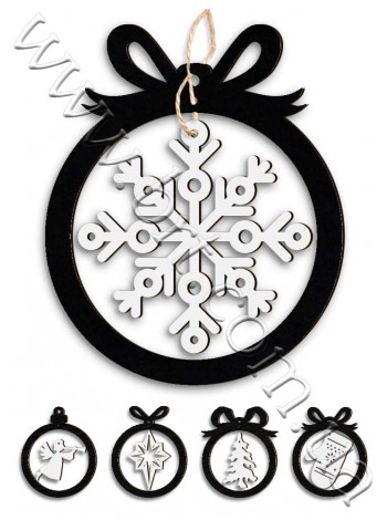 Черно белые шары из дерева на елку