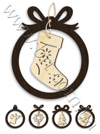 Подвески из светлого и темного дерева на елку