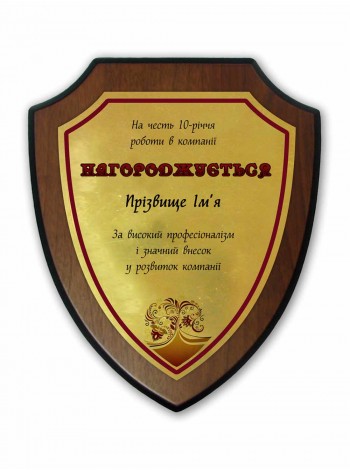 Награда щит на заказ