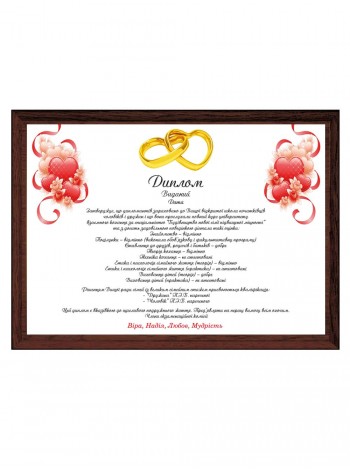 Диплом нареченої і нареченого з іменами