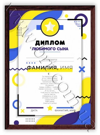 Диплом любимого сына