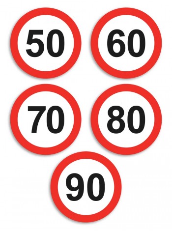 Наліпки 50, 60, 70, 80, 90 - набір з 5 знаків 
