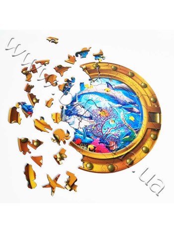 Круглий пазл із дерева з фігурками - Океан
