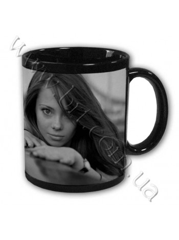 Чашка со своим принтом - черная с белой полосой, 320 мл